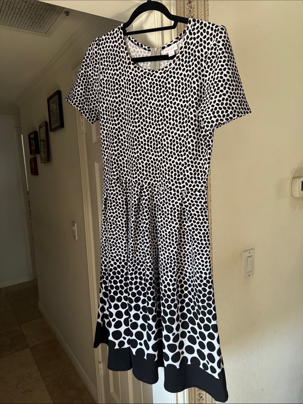 LuLaRoe Amelia Dress with Black and White Polka Dot